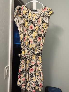Lauren Ralph Lauren Cream Floral Belted womens Dress